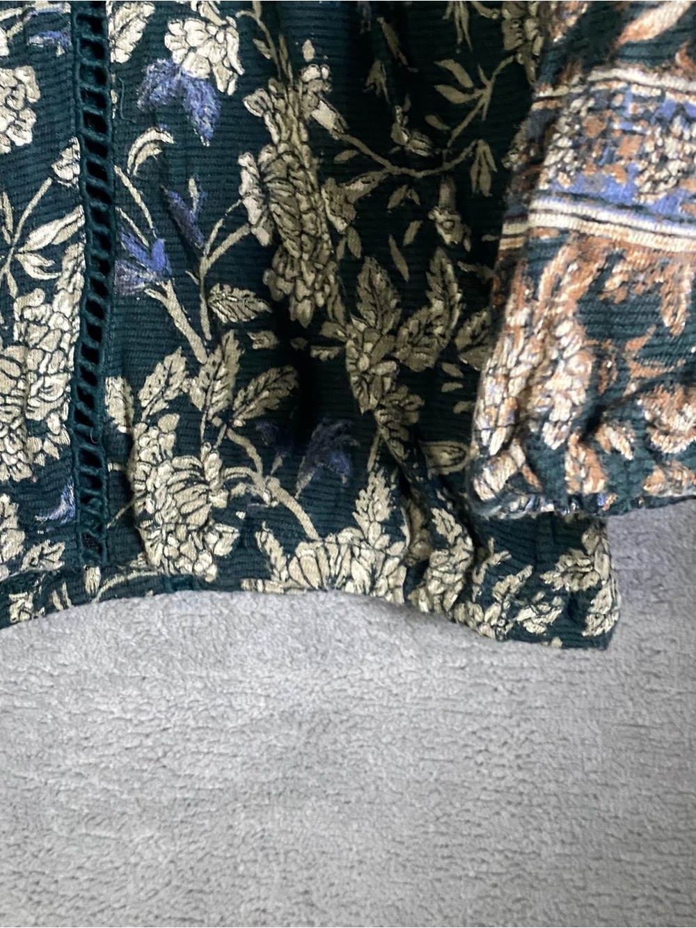 Lucky brand Green paisley Long Sleeve Whimsical Fairy Earthy Floral size Small - Picture 6 of 9